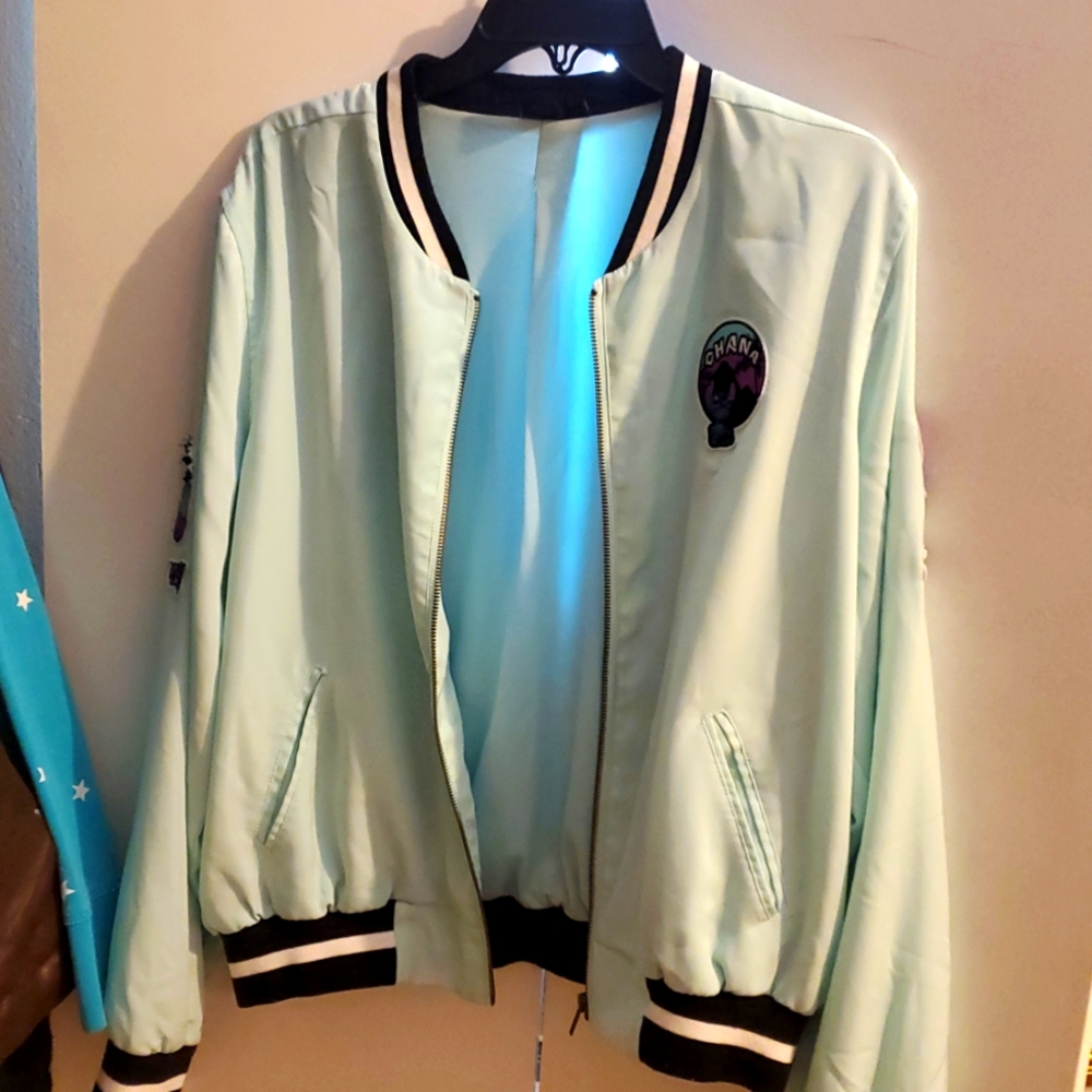 Disney Lilo & Stitch Patched Girls Satin Souvenir Jacket💙🤍 - Picture 15 of 16